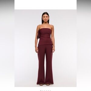 Strapless Ruched Peplum Jumpsuit